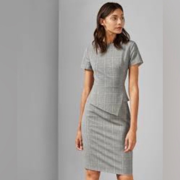 Ted Baker Arriia Working Title Glen Plaid Peplum Dress Ted 3 - Picture 3 of 9
